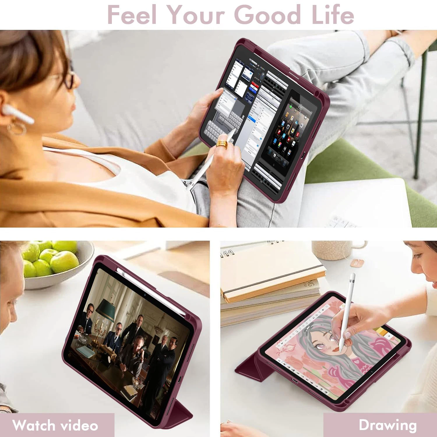 Magnetic Flip Smart Stand Cover Pencil Case
