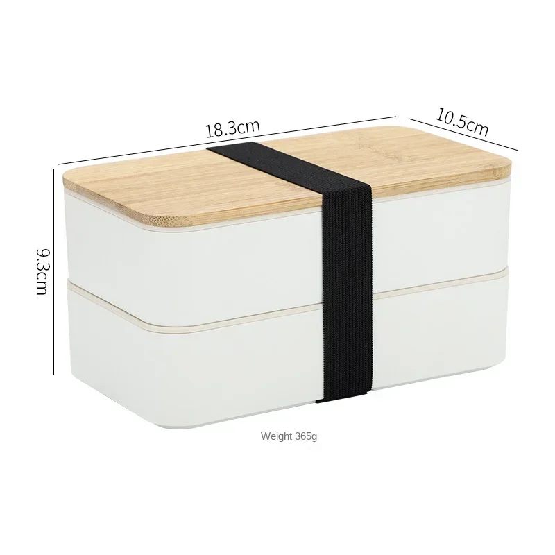 New Japanese Style Bento Box, Minimalist Double-layer Lunch Box with Knife, Fork, Spoon, Divided Student Lunch Box