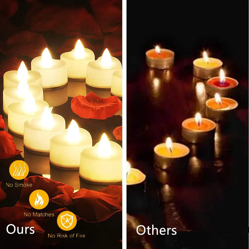 24Pcs Flameless Led Candle For Home Christmas Party Wedding Decoration Heart -shaped Electronic Battery-Power Tealight Candles - AliExpress