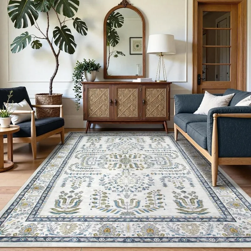 Retro Living Room Carpet Large Area Light Luxury Bedroom Rug Machine Washable Non-slip Sofa Coffee Table Floor Mats Alfombra 러그