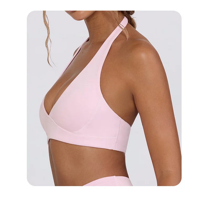 Women's Fitness Suits Shock-absorbing Neck Hanging Bra Privacy Resistant Tennis Skirt High Elasticity Brushed Skirt Yoga Sets 5