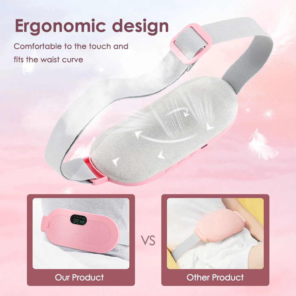 Menstrual Heating Pad 5-Level Warm Palace Belt Relief Waist Cramps Vibrating Abdominal Massager Electric Waist Belt Device