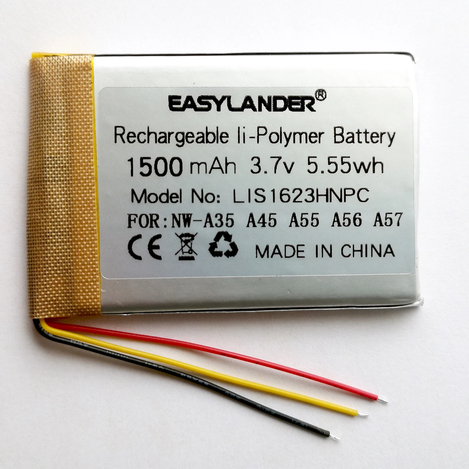 Lis1623Hnpc 3.7V 1500Mah Batteria Per Sony Walkman Nw-A35 Nw-A45 Nw-A46 Nw-A47 Nw-A55 Nw-A56 Nw-A57 Nw-A105 Nw-A106 Nw-A107 Mp4