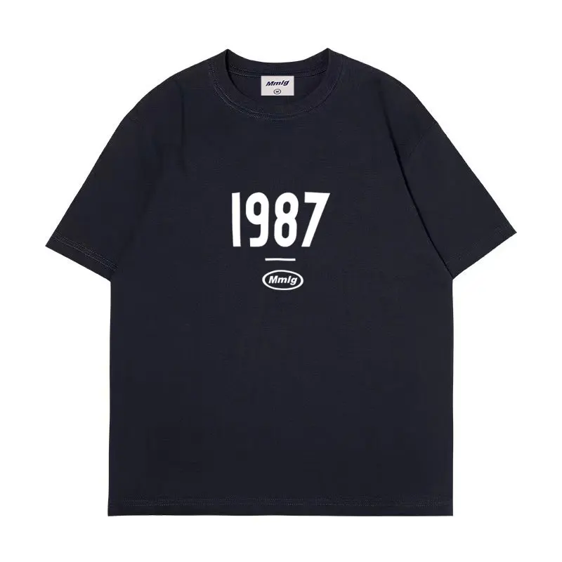 여름 신상 핫 피규어 심플리티 넘버스 1987 프린트 코튼 남성 및 여성 티셔츠 패션 캐주얼 쇼핑 셔츠 반팔