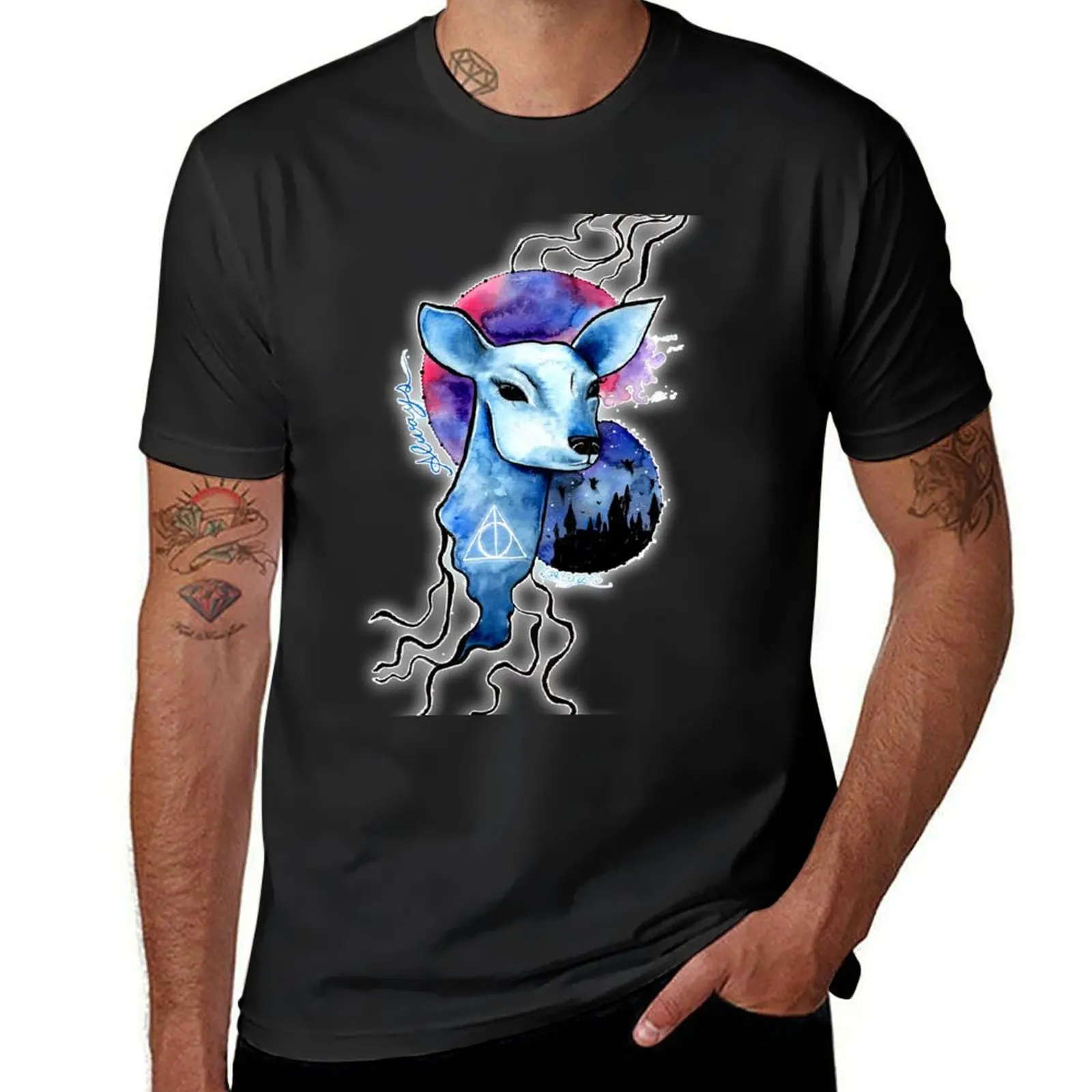 always doe T-Shirt blacks Short sleeve tee vintage clothes Men's t-shirt