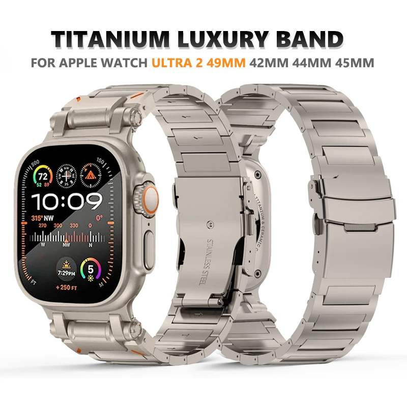 

Titanium Men Band for Apple Watch Series 9 8 7 45mm Ultra 2 49mm Business Link Bracelet for iWatch se 6 5 4 3 ultra 49 42mm 44mm