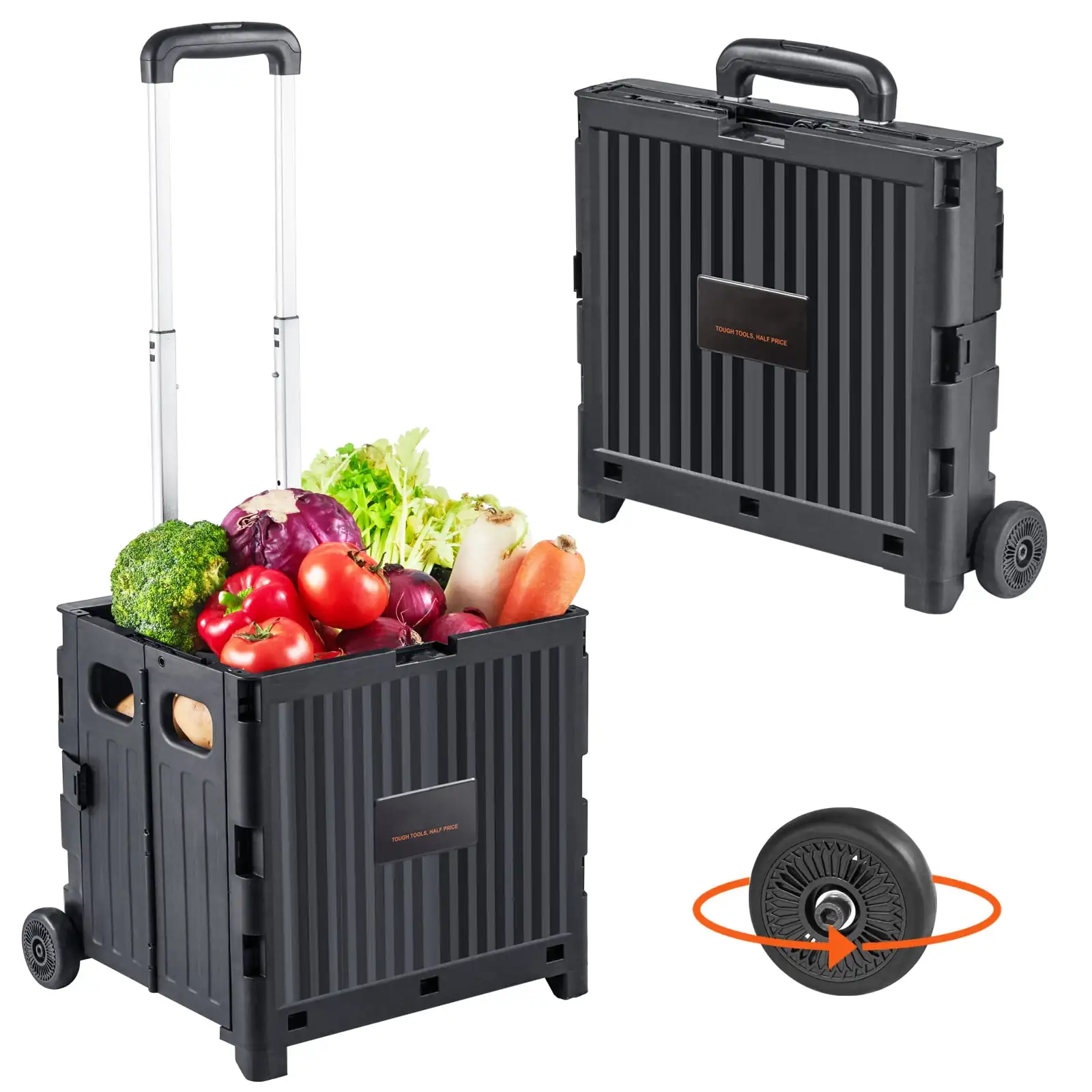 

SKYSHALO Folding Shopping Cart Foldable Utility Cart 80 lbs Telescoping Handle