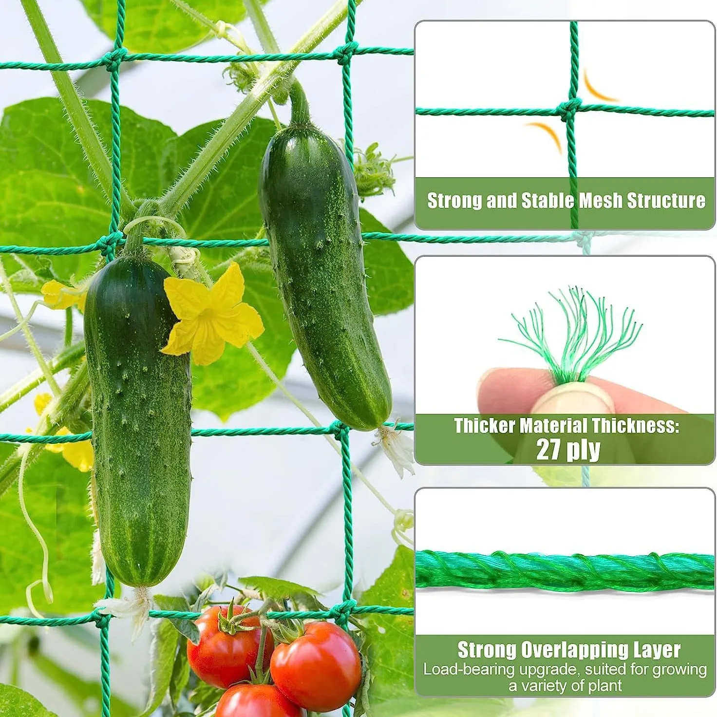 Garden Climbing Netting Strong Nylon Plant Trellis for Climbing Plants Heavy Duty Mesh Net Cucumber Tomato Grapes Garden Tools