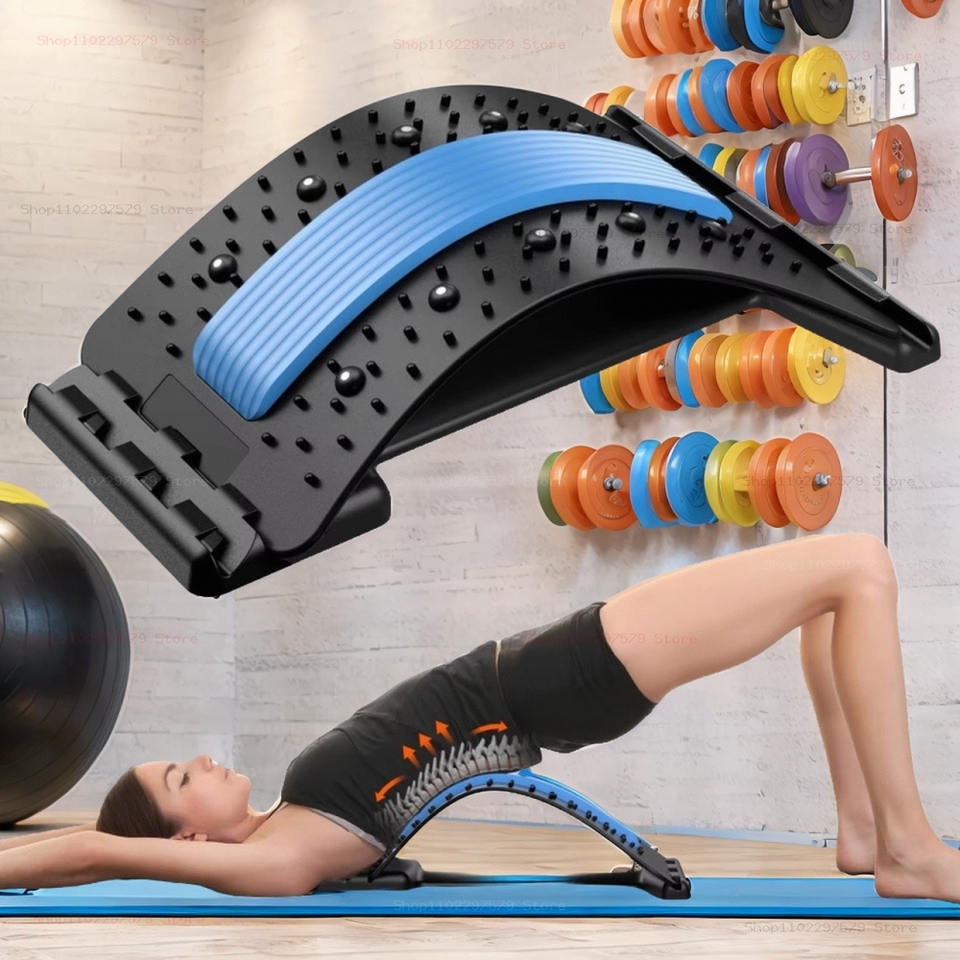 Magnetic Therapy Back Stretcher Multi-Level Adjustable Back Cracker for Lower Back Pain Relief Lumbar Support,Stretching Device