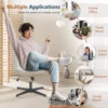 JHK Cross Legged Office Living Room Rocking Gaming Chair Armless Wide Desk Adjustable Swivel Fabric Task Vanity Home Office 5