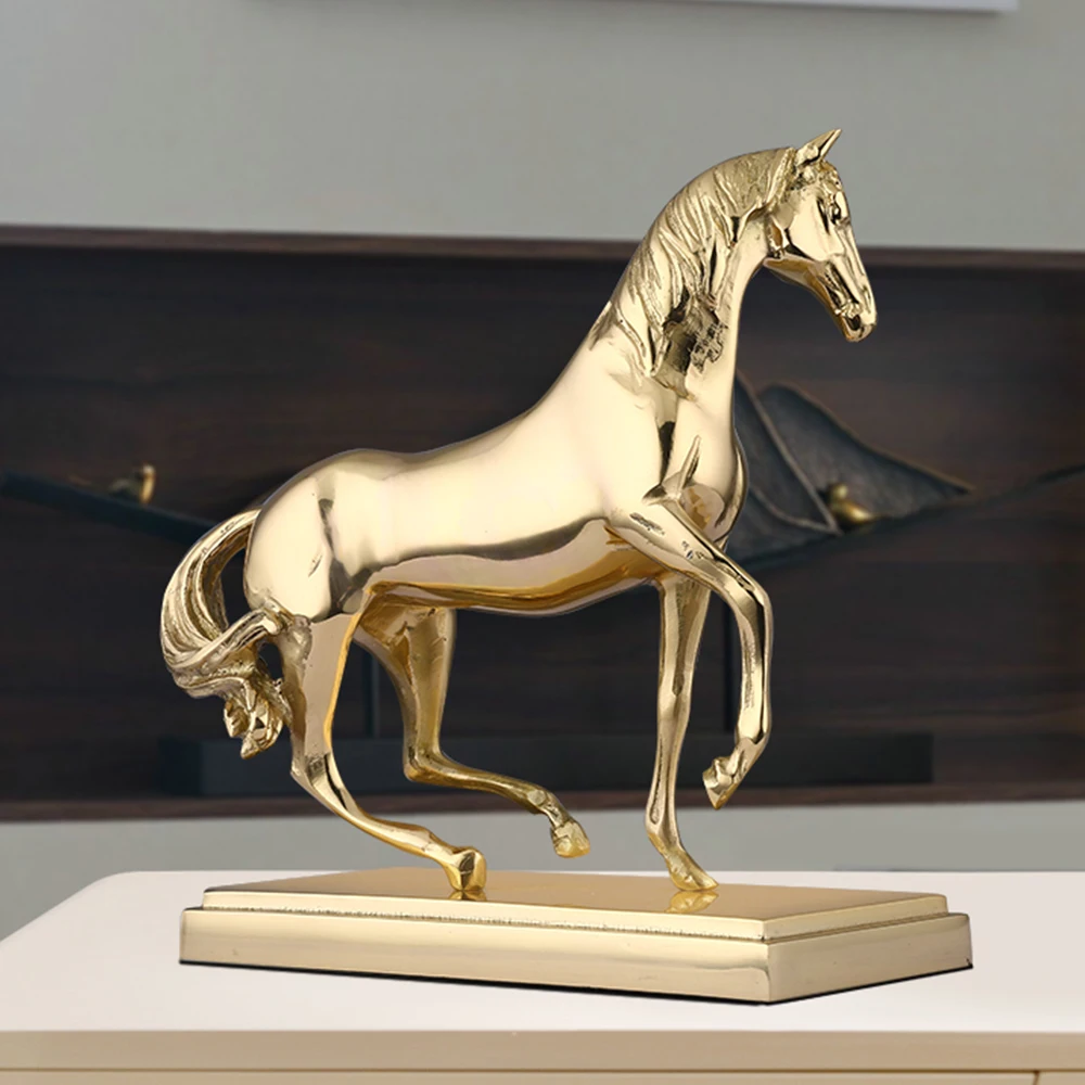 Golden Horse Statue Brass Figurine Copper Horse Decoration Home Deco