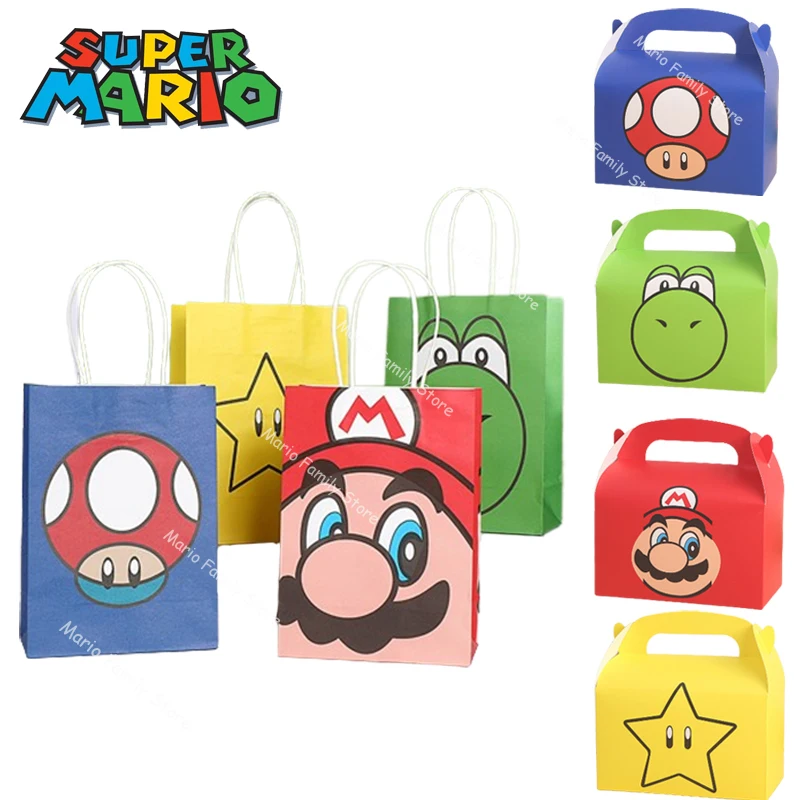 Super Mario Bros Candy Gift Bag Anime Party Cookie Popcorn Box Per Bambini Ragazza Festa Di Compleanno Decorazione Simpatiche Scatole Di Caramelle For