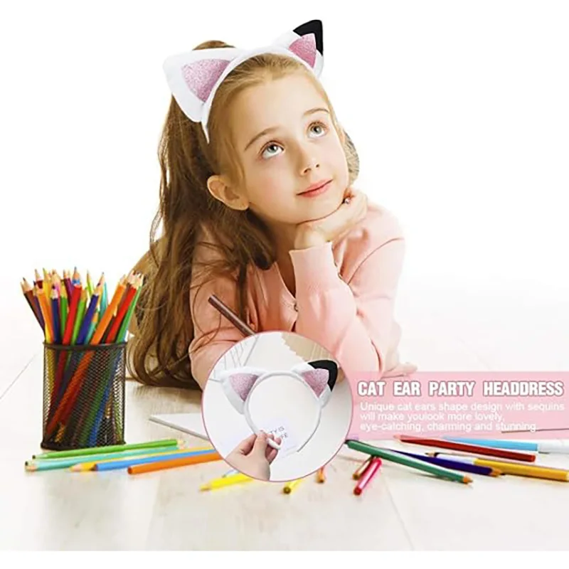 Cute Girls Cat Ears Headband Gabby Kawaii Headwear For Kids Toddler Halloween Party Accessories Dollhouse Hairhoop Birthday Gift