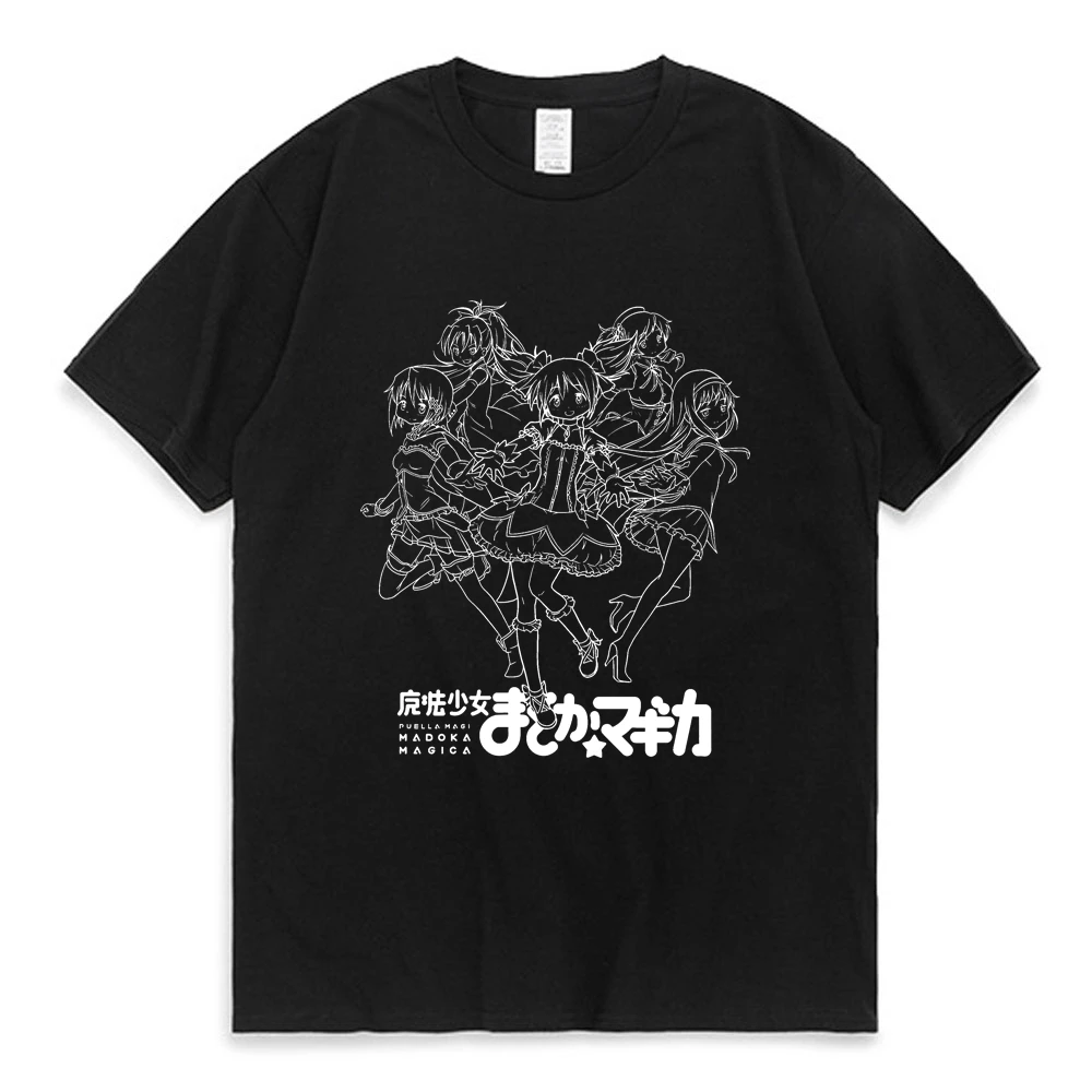 

Футболка Madoka Magica, черная футболка с круглым вырезом и коротким рукавом