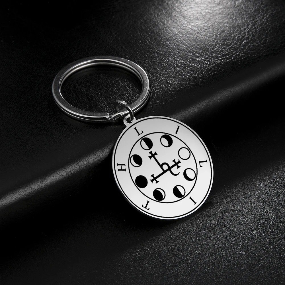 Dawapara Erzengel Siegel Talisman Schlüsselanhänger Metatron Hexerei Dreifachmond Pentagramm Anhänger Edelstahl Schmuck – Detail 9