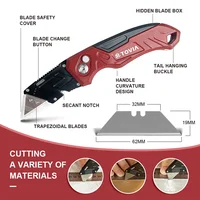 T TOVIA Folding Knife Replaceable Utility Knife for Cable Cartons Carboard Boxes Cutter Handle Knife Blades Outdoor Hand Tool 2