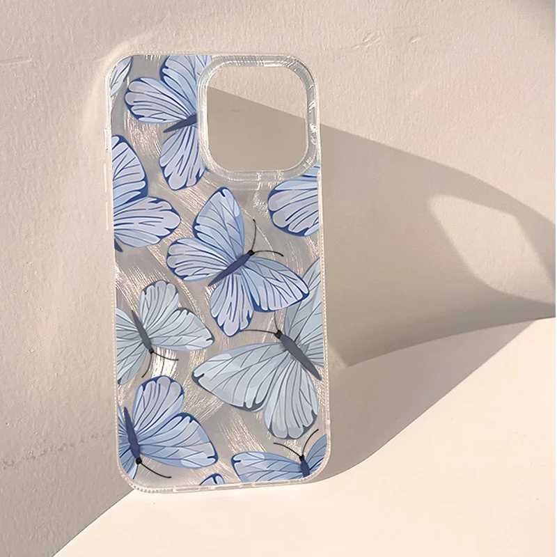 Fairycore Silk Texture Butterfly Ice Phone Case - Hard IMD PC Cover