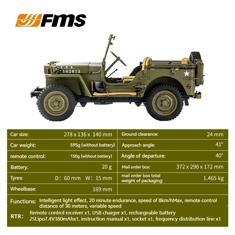 1: 12fms Car Model Willis Remote-controlled Off-road Electric Rc Climbing Car Simulation Model Ornament Toy Gift remote control car