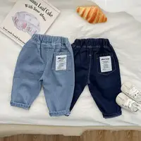 2024 Spring New Baby Loose Denim Trousers Fashion Infant Girls Solid Casual Pants Toddler Boys Versatile Jeans Toddler Clothes 1