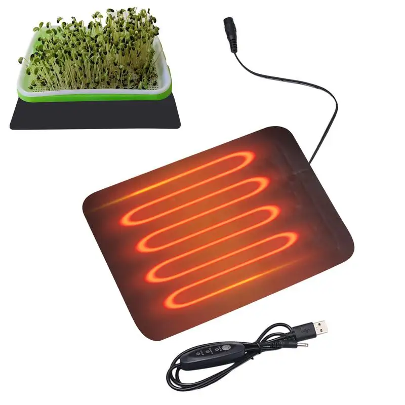 Seedling Heat Mat PVC Leather Plant Warming Mat Indoor 8.5W 45-50 USB Warm Hydroponics Heating Pad Indoor Plants
