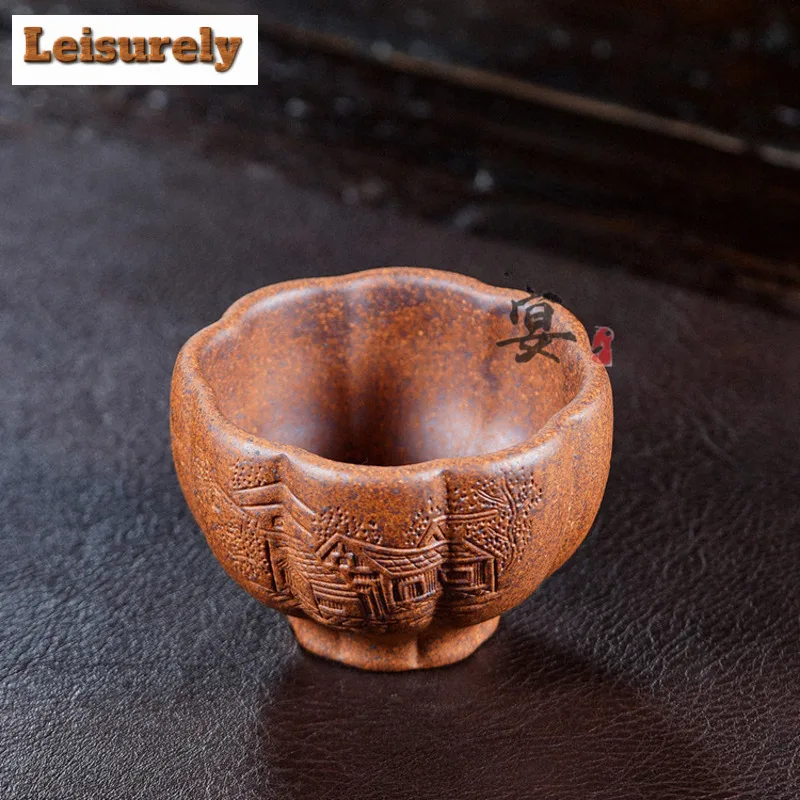 120ml Yixing Zisha Cloud Pattern Wood-fired Porcelain Teacup Creative Tea Bowl Mug Tea-tasting Personal Cup Chazhan Master Cups