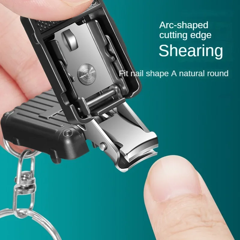 Stainless Steel Fingernail Clipper Metal Foldable Mini Nail Clipper Trim Nails Creative Luggage Compartment Keychain