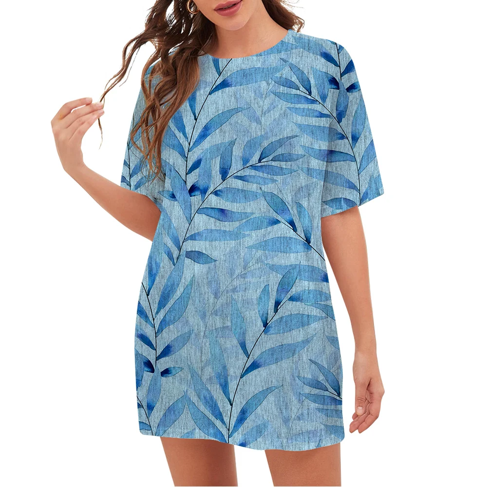 

Женская свободная футболка CLOOCL, длинная футболка с коротким рукавом и 3D-принтом зеленой травы, повседневные стильные летние топы