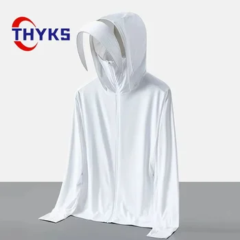 남성용 여름 아이스 실크 낚시 자외선 차단 의류, 통기성 얇은 셔츠, 하이킹 재킷, 빠른 건조 커플 코트