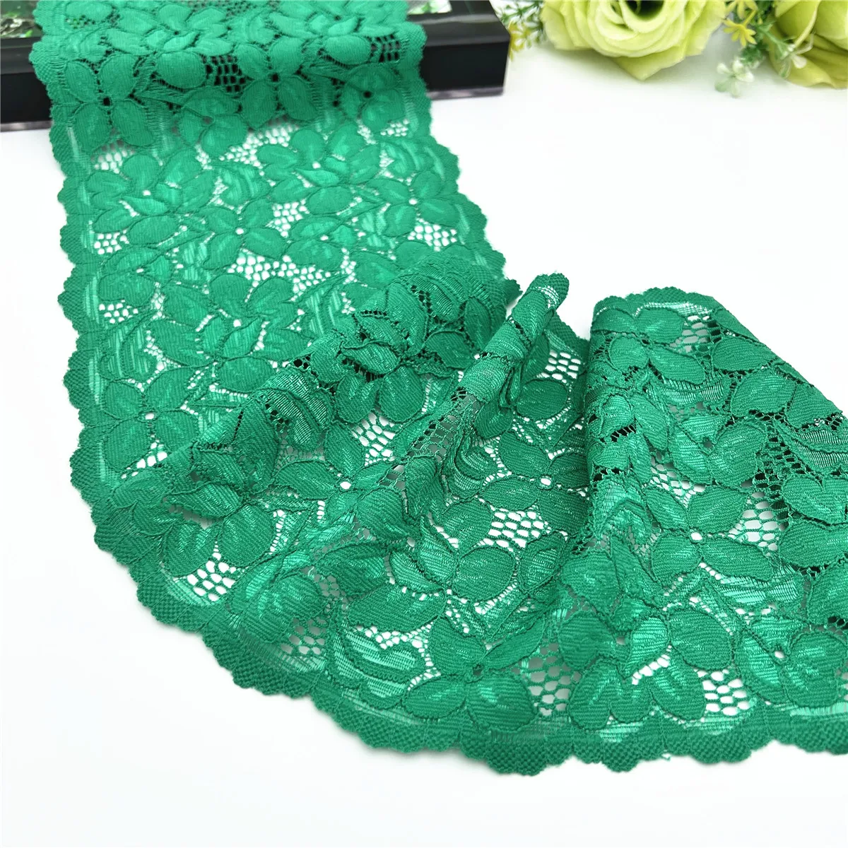 5y/lot Width 14cm Green Stretch Lace Trim 5