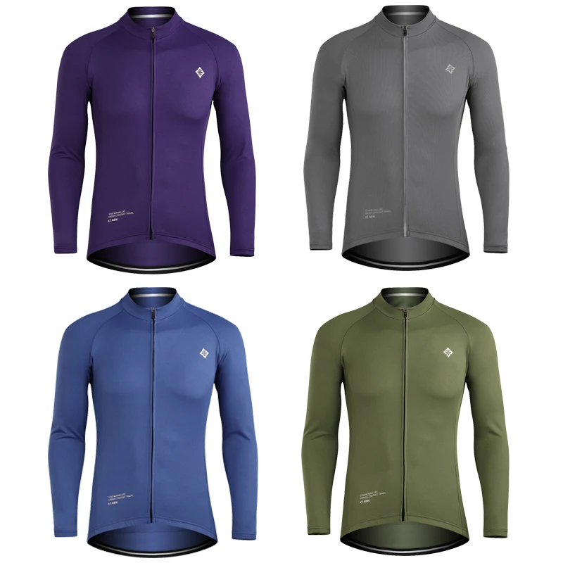 

8 Colors Breathable Men Full Sleeve Cycling Jersey Solid Anti-sweat Quick Dry Bike Riding Jerseys Customized/Wholesale Service