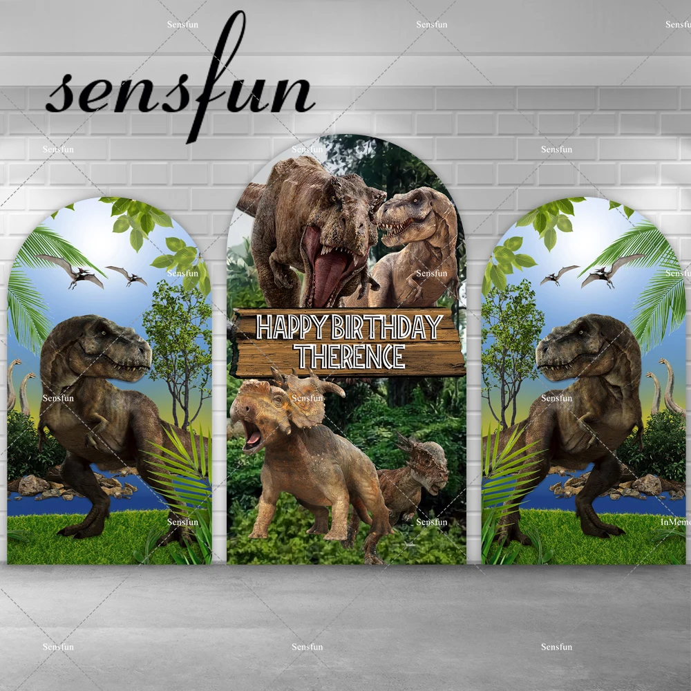 

Jurassic Park Dinosaur Birthday Chiara Arch Backdrop Cover for Boy Birthday Party Backdrop DoubleSide Customized