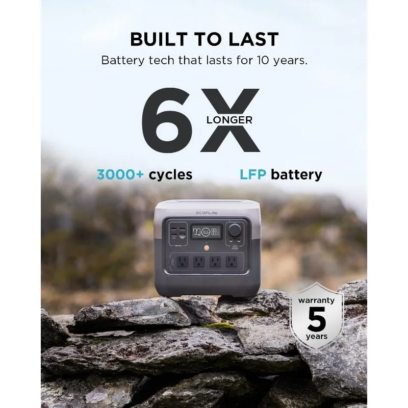 Portable Power Station RIVER 2 Pro, 768Wh LiFePO4 Battery, 70 Min Fast Charging, 4X800W (X-Boost 1600W) AC Outlets 4