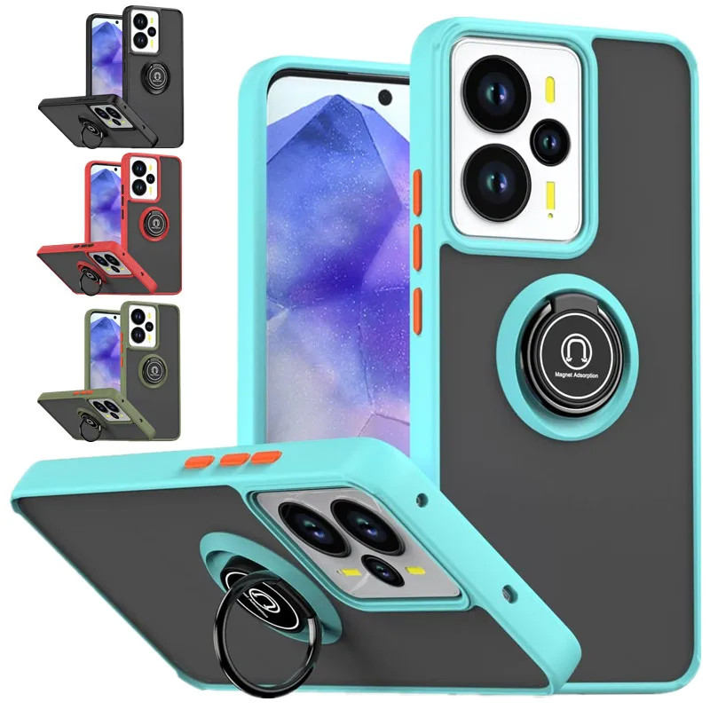 Shockproof Armor Matte Case with Magnetic Ring Stand Holder