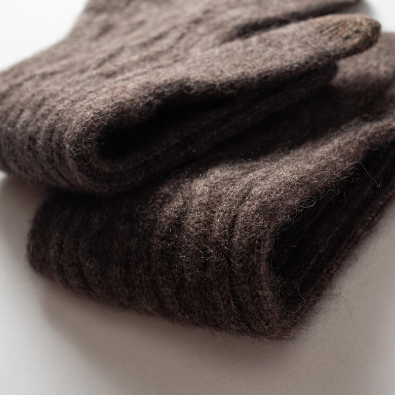Winter High-Quality 100% Cashmere Knit Touch Screen Gloves Women Soft Warm Stretch Guantes Solid Color Casual Full Finger Guante
