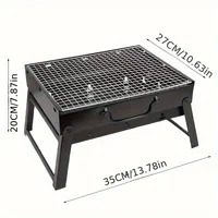 Portable BBQ Charcoal Grill Stainless Steel Small Mini BBQ Tool Kit Outdoor Cooking Camping Picnic Beach Portable BBQ 6