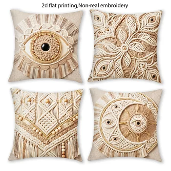 1/4pcs Boho Macrame Style Evil Eye Throw Pillow Covers Set of 4 Home farmhouse outdoor decoration cushion cover 1