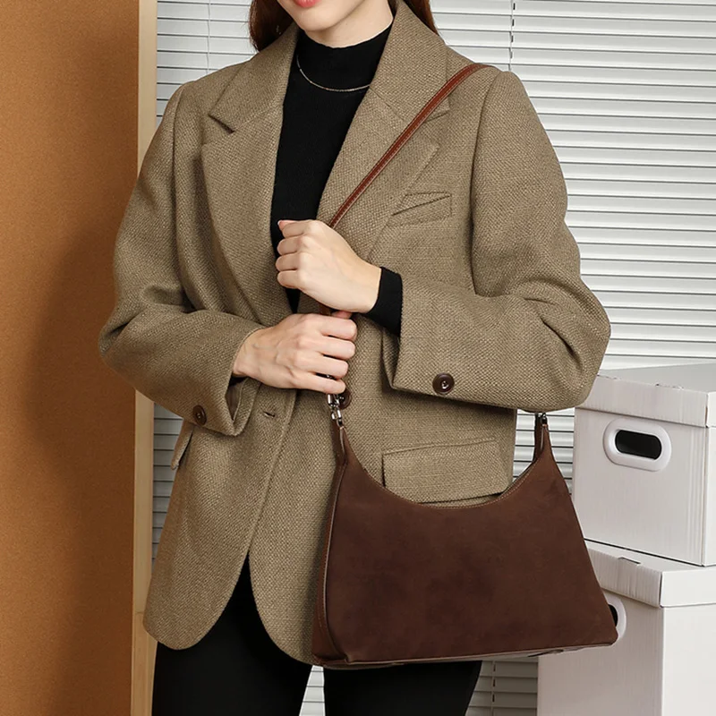 2024 New Winter Women Bag Female Frosted Leather Fashion Armpit Shoulder Bag Tote Lady Fashion Suede Handbag Crossbody Messenger 4