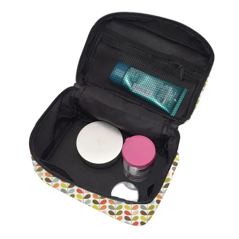 Orla Kiely Flowers 세면 용품 가방, 미드 센추리 모던 멀티 스템 메이크업 화장품 정리함, 숙녀용 뷰티 스토리지 도프 키트 박스