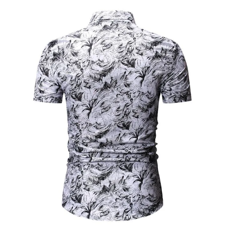 Men's Short Sleeve Floral Casual Lapel Print Shirt