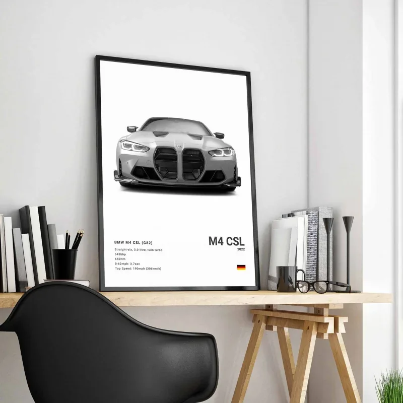 Black & White Supercar Canvas Print 4