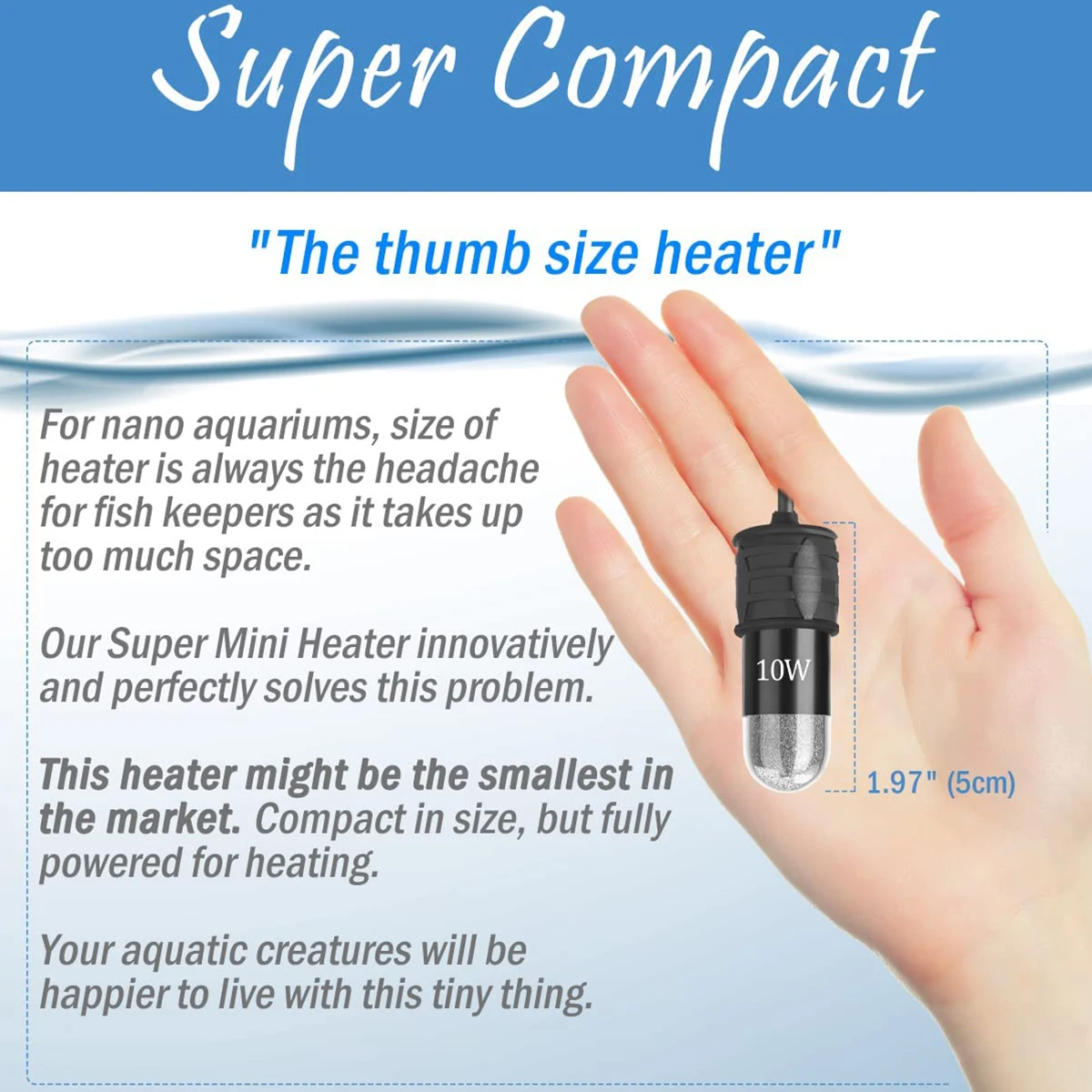 Mini Aquarium Digital Heater for Fish Tank with USB Charging