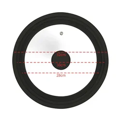 Silicone Edge Tempered Glass Spill-Proof Cookware Lid (Black 28-30-32cm)