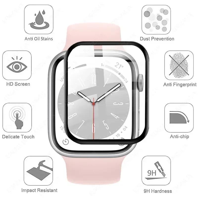 애플워치 9 8 7 45mm 41mm 울트라 49mm HD 스크린 강화유리 보호필름 iWatch 6 5 4 3 SE 44mm 42mm 40mm