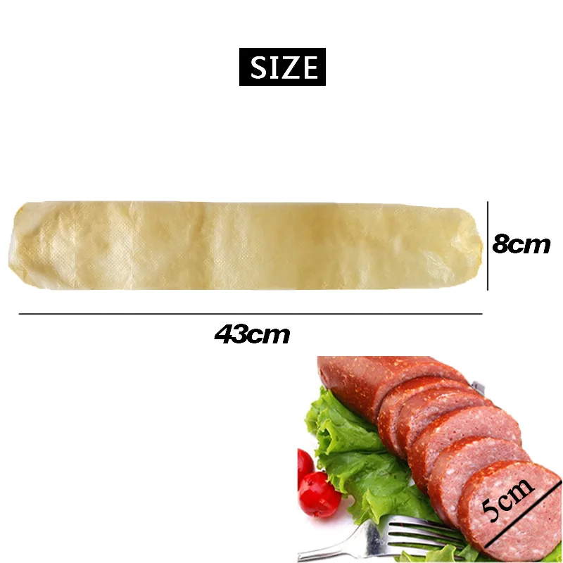 Sausage Casing 8*43cm Meat Storage Casing for Sausages Kitchen Supplies Ham Hog Maker Salami Filler Kitchen Tools 10pcs bbq casings