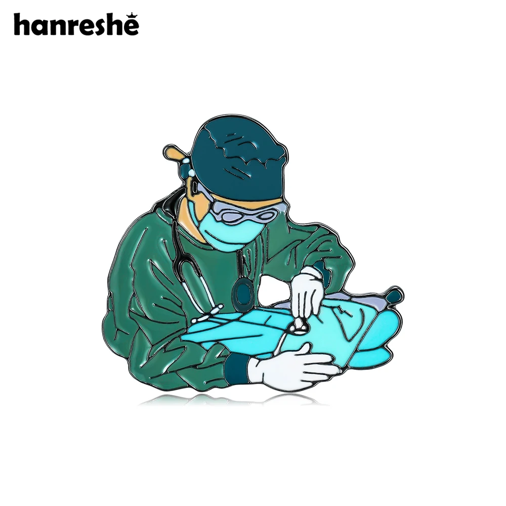 Hanreshe 외과 의사 에나멜 브로치, 창의적인 수술 이미지 핀 라펠 배낭 배지, 의사 간호사용 의학 액세서리