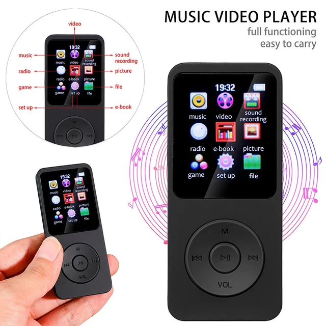 Mini reproductor MP3 MP4 con Bluetooth, pantalla a Color de 1,8 pulgadas,  portátil, E-book, deportes, Radio FM, Walkman, reproductor de música para  Win8/XP/VISTA - AliExpress