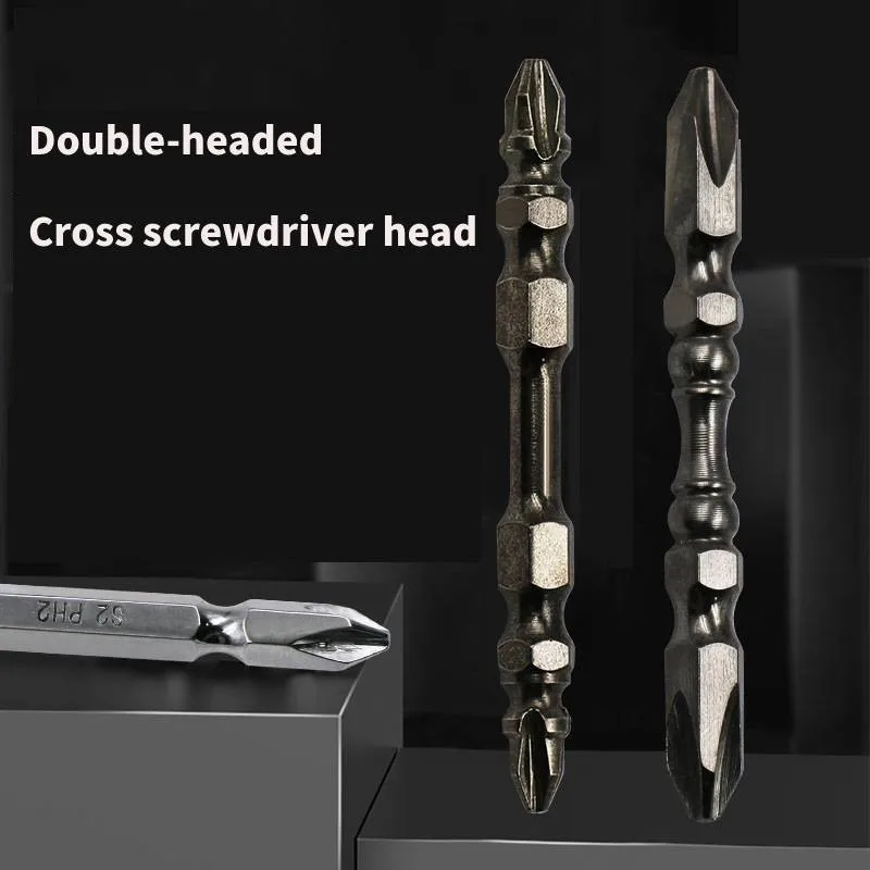 

1pcs Section Rod Electric Bolt Driver Cross Double Batch Head S2 Double-head Strong Magnetic Impact Screwdriver Hand Drill Tool