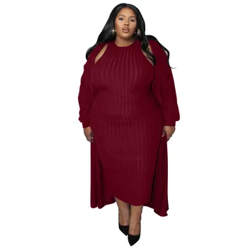 European and American large-size women's clothing, autumn new casual fashion long-sleeved jacket two-piece set