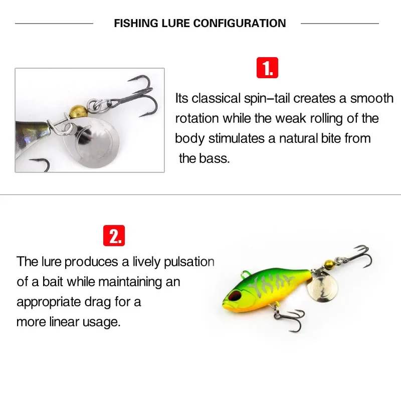 New Rotating Metal VIB Vibration Fishing Bait Tail Spinner Spoon Fishing Lures Japanese Sinking Pesca Sea Bass Tackle