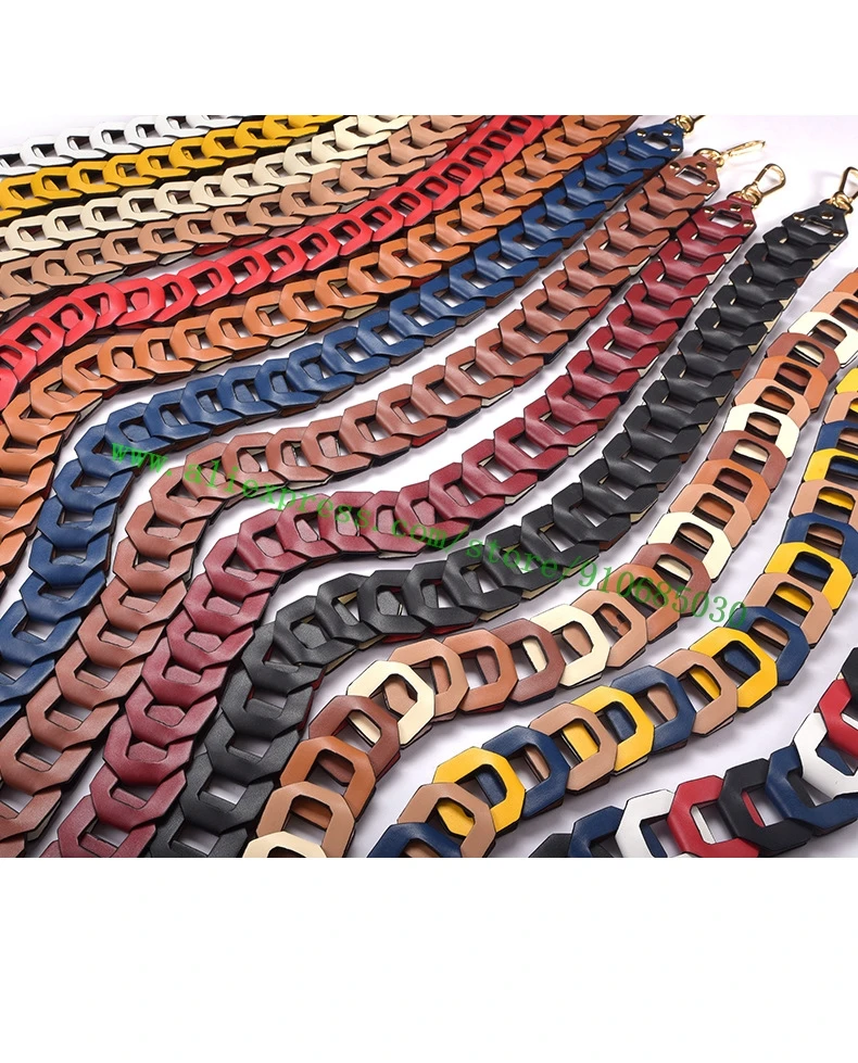 Top Real Calf Leather Chain Links Shoulder Strap For Lady Designer Handbag Women Bag Purse Carry Belt 95cm